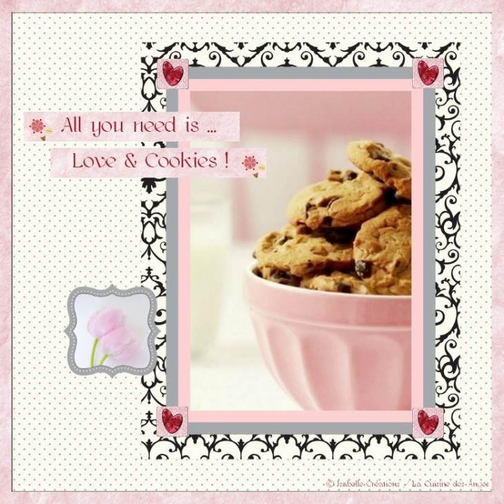 page digiscrap rose et noire sur le thème des cookies