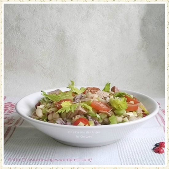 Salade haricots blancs, oignon rouge et céleri pour 2 personnes
